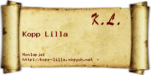Kopp Lilla névjegykártya